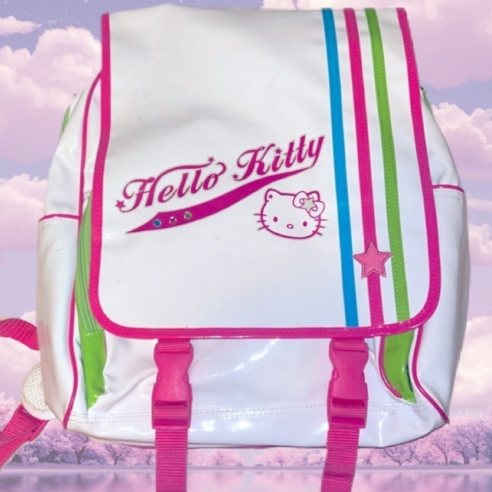 RARE PVC WHITE HELLO KITTY LARGE SPORTY BACKPACK LAS VEGAS
